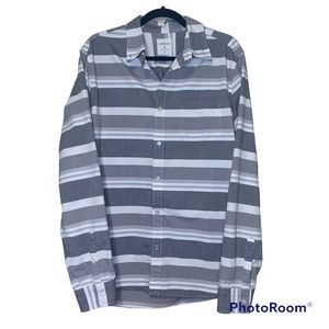 GAP mens the modern Oxford grey striped cotton button down shirt size large